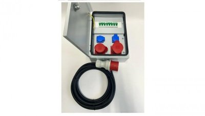 IP54 Metalowa rozdzielnica ścienna CEE 32A 16A 2x230V z bezpiecznikami Kabel 5m 94V-7