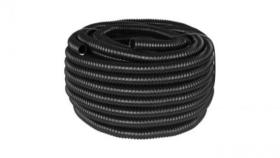 Rura karbowana elektroinstalacyjna GUS (RSF) 16mm wzmocniona spiralą giętka samogasnąca peszel elastyczny 320N PVC UV czarna 30m