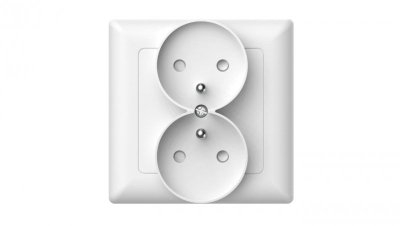 Gniazdo podtynkowe z uziemieniem podwójne, Varia, białe / 46111