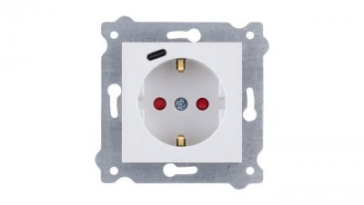 Gniazdo z uziemieniem Schuko 2P+E + USB Typ C Biały 274/01