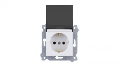 Gniazdo z uziemieniem Schuko 2P+E i pokrywą gniazda 250V 16A Biały 239/01