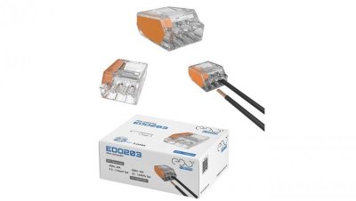 Złączka instalacyjna do przewodów sztywnych maks. 2.5mm² 3-przew. EDO203 100 szt.