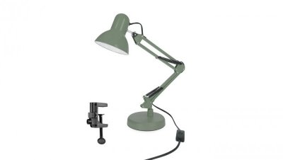 Lampka biurkowa szałwiowa PIXI Sage khaki E27 zestaw podstawa i klips EDO777724 EDO