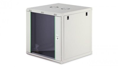 Szafa sieciowa wisząca Dynamic 19 12U rack 600x600, drzwi szyba, szary, niezłożona, 60kg DN-37110