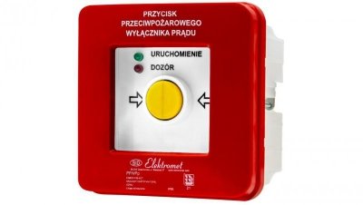 Przycisk ppoż wyłącznika prądu p/t 2 tory prądowe 12A, NC-NO, diody czerwona/zielona PPWPp-1s A