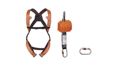 Zestaw gotowy do użytku: szelki z 2 punktami zaczepowymi(har12) urządzenie samohamowne z taśmą 2,5 m roz. XL/XXL ANTI ELARA140XX