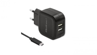 Qoltec Ładowarka sieciowa 17W 5V 3.4A 2xUSB + kabel USB typC