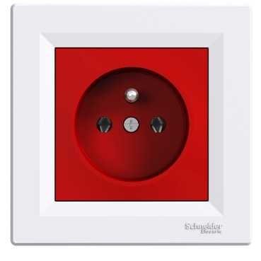 Schneider Electric Asfora, gniazdo pojedyncze 2P+PE, czerwono-biały, EPH2800421