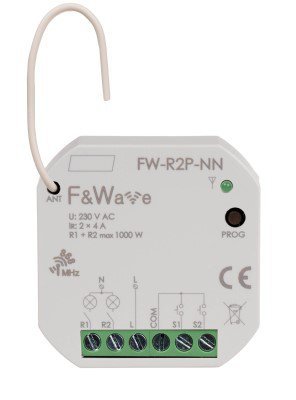 FW-R2P-NN RADIOWY PODWÓJNY PRZEKAŹNIK WIELOFUNKCYJNY DO INSTALACJI BEZ PRZEWODU NEUTRALNEGO