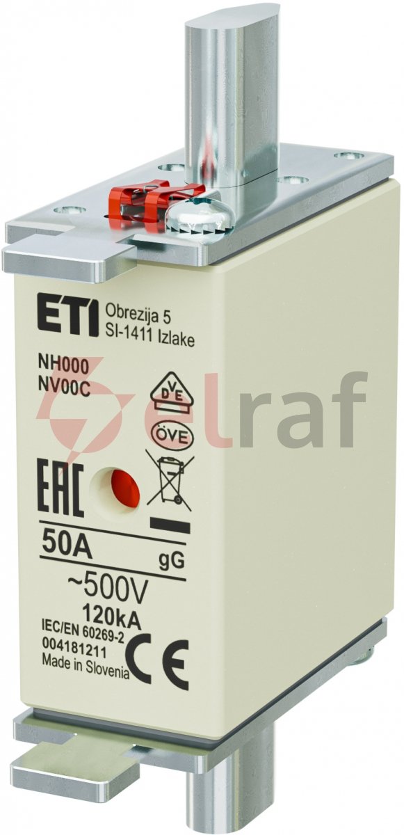 Wkładka bezpiecznikowa NH000 50A gG 500V 004181211