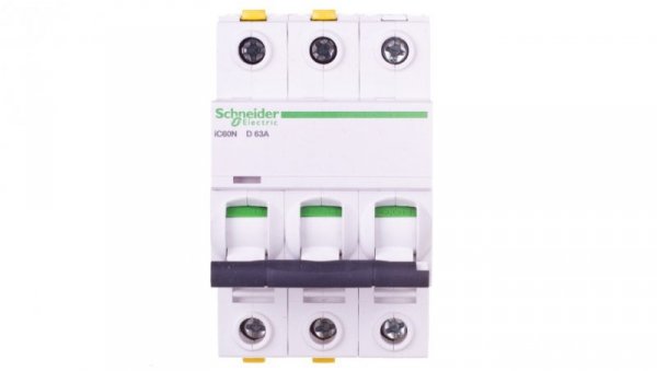 Wyłącznik nadprądowy 3P D 63A 6kA AC iC60N-D63-3 A9F05363