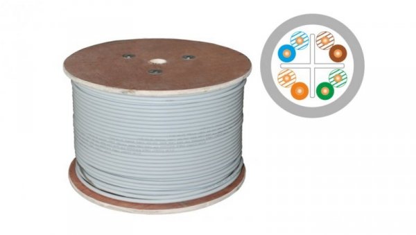 Kabel U/UTP kat.6 LSOH 4x2x23AWG Dca 25 lat gwarancji, badanie jakości laboratorium INTERTEK (USA) ALANTEC /500m/