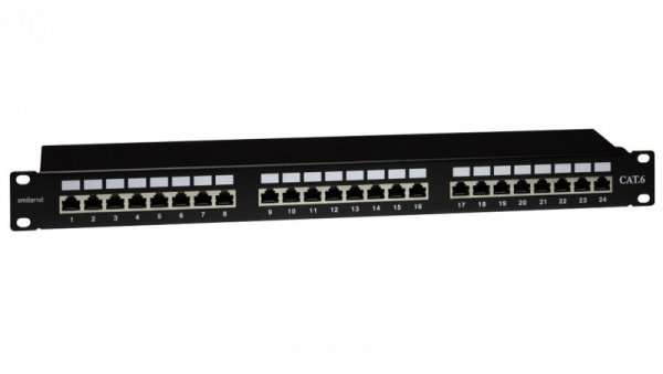 Panel 19, 24 x RJ45 STP kat. 6 (1U) z półką