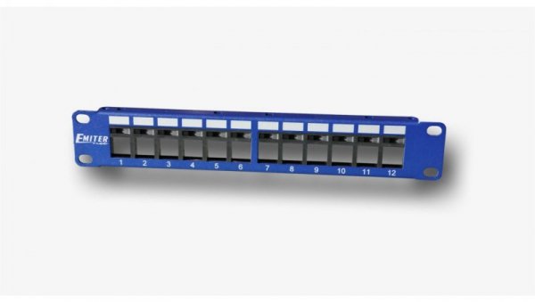 Panel 10” 12 portowy pusty dla RJ45 i RJ12 do gniazd beznarzędziowych DCN/3012KX12BL