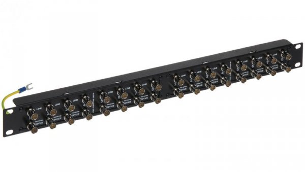 Ogranicznik przepięć 16-kanałowy systemu CCTV AHD, HD-CVI, HD-TVI, CVBS, PAL max. 5kA Rack 19” OPV-16/RACK