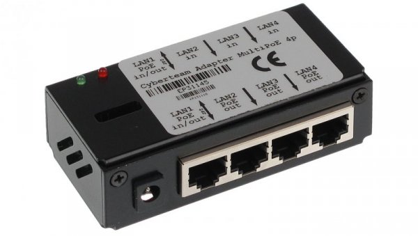 Adapter Power over Ethernet (PoE) umożliwiający zasilanie do 4 urządzeń pracujących w sieciach LAN za pomocą skrętki POE-UNI/4