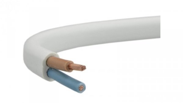 Przewód prądowy H03VVH2-F / OMYp 300V 2x0,75 płaski biały linka Elektrokabel /50m/