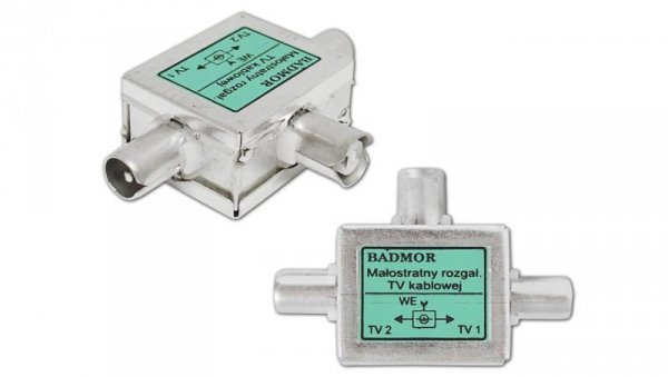 Rozdzielacz Splitter antenowy RTV IEC na 2 TV niskostratny zielony BADMOR