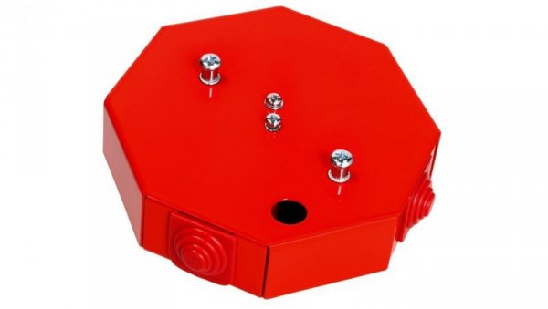Puszka przeciwpożarowa PIP-1AN R3x2x4 ośmiokątna, E90, rozgałęźna, wymiary 115x28x123mm, czerwony 84621616