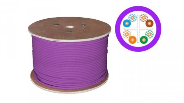 Kabel U/UTP kat.6 LSOH 4x2x23AWG B2ca ALANTEC /500m/ (FIOLETOWA powłoka) KIU6LSOH500PB