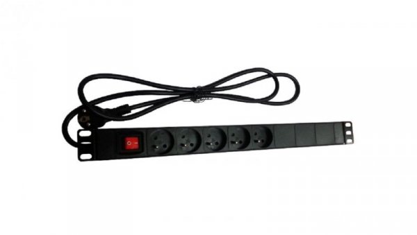 Listwa zasilająca rack 19 cali PDU gniazdo 5 x CEE 7/5 wtyk CEE 7/7 z wyłącznikiem PZ051U