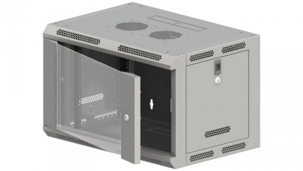 Szafa wisząca 19 6U 600x500, niedzielona, drzwi jednoskrzydłowe, szara FLAT PACK SW-6U-600-500-N-DSJ-OP-RP-B-S