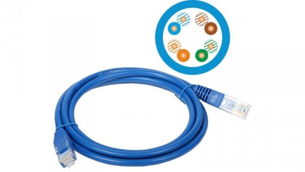 Patch-cord U/UTP kat.5e PVC 1.0m niebieski KKU5NIE1