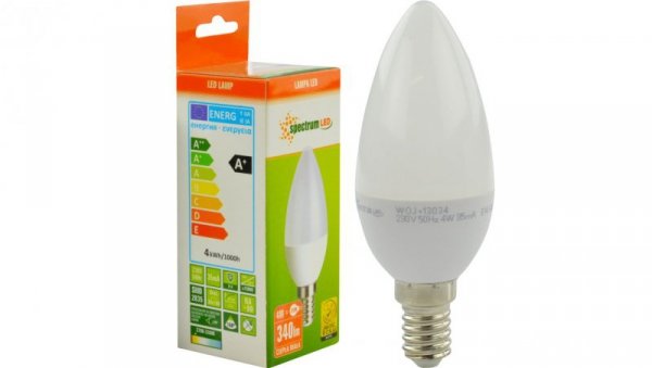 Żarówka LED E14 230V 4W świecowa 320lm ciepła