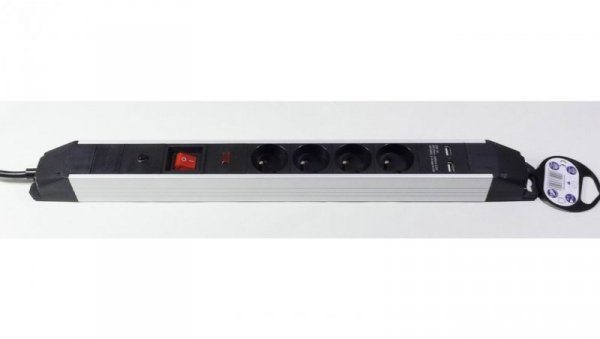Listwa przepięciowa 2x USB 4x gniazdo sieciowe 16A 3m