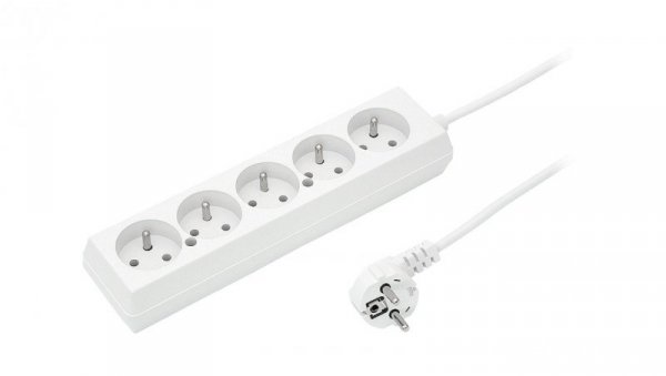 Przedłużacz 5-gniazd z/u 10A 5m /OMY 3x1/ biały PS-570 T-105820