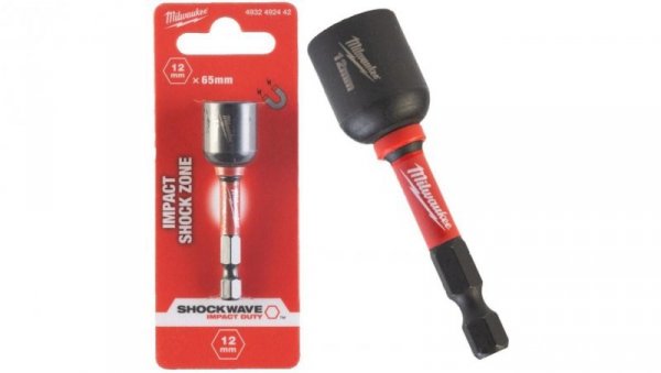 Udarowa nasadka sześciokątna magnetyczna adapter 12mm 1/4 HEX M12 o długości 65mm MILWAUKEE