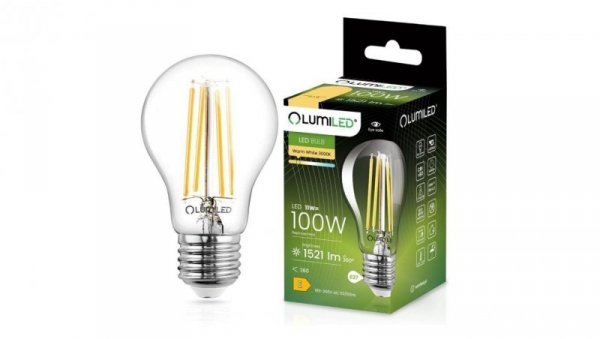 Żarówka LED E27 A60 11W = 100W 1521lm 3000K Ciepła 360 Filament LUMILED