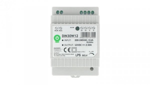 DIN30W12 Zasilacz na szynę DIN 30W 12V 2.5A