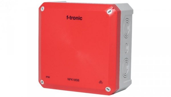 Puszka instalacyjna natynkowa NFK18 180x180x93mm bezhalogenowa hermetyczna IP66 czerwona do lamp awaryjnych NEPTUN Compact F-TRO