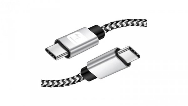 Kabel USB 2.0 USB-C na USB-C m/m 3A czarno-szary oplot ICOC MU2CC-010-AL /1m/