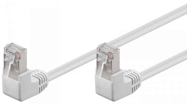 CAT 5e Kabel łączący 2x 90 pod kątem,F/UTP, Biały - Długość kabla 2 m