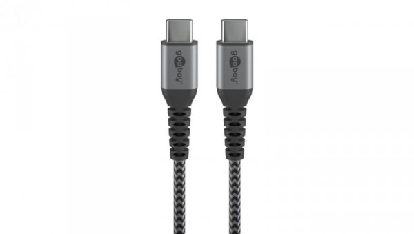 Kabel tekstylny USB-C™ na USB-C ™ z metalowymi wtyczkami ( szary / srebrny) 2 m - Długość kabla 2 m