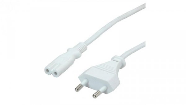 VALUE Kabel zasilający Euro z płaską wtyczką do C7, 2-biegunowy, biały, 1 m