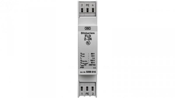 Ogranicznik przepięć dla systemów dwużyłowych 28VAC/19VDC 0,5kA 1kV FLD 2-24 5098816