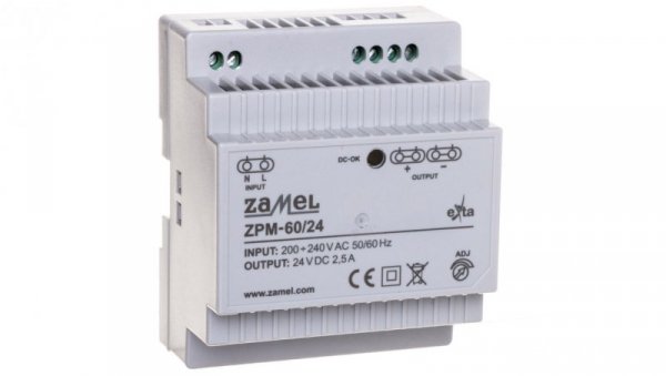 Zasilacz impulsowy TH-35 60W 24V DC ZPM-60/24 EXT10000211