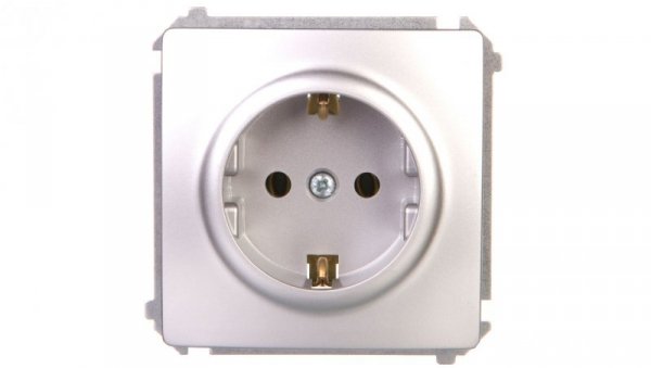 Simon Basic Gniazdo wtyczkowe z uziemieniem Schuko 16A 250V srebrny mat BMGSz1.01/43