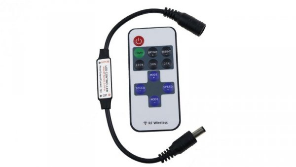 Ściemniacz RF radiowy mini czarny 11-key 6A 72W 12VDC wtyczkowy