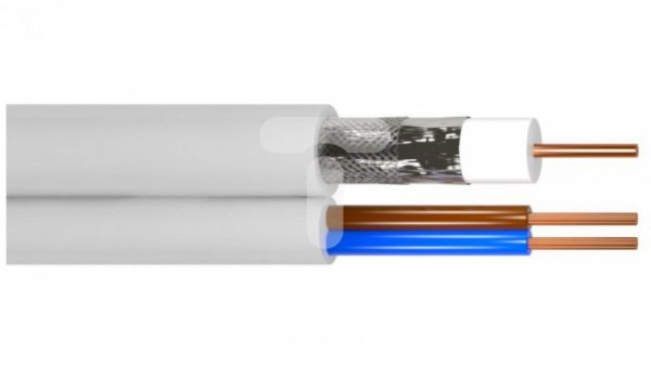Przewód koncentryczny z zasilaniem w jednym YWDXpek 75 1,0/4,8 + OMY 2x1 CESAT CZARNY UV /100m/