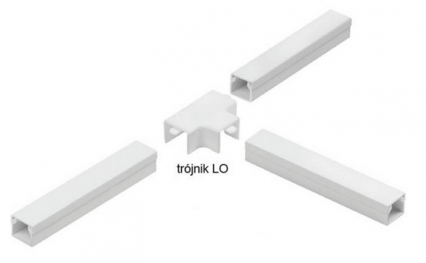 Osprzęt do listew elektroinstalacyjnych, trójnik BIAŁY LO 14x14 (1szt.)