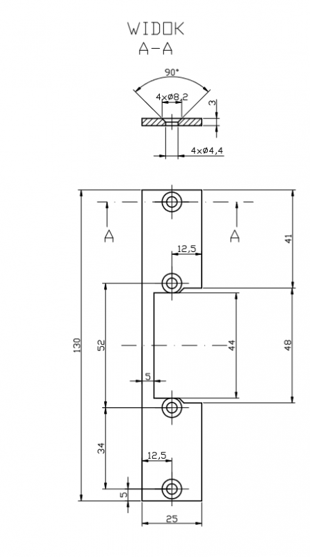 Płaskownik HARTTE OK-P2 krótki, S, 3mm, STC, otwarty