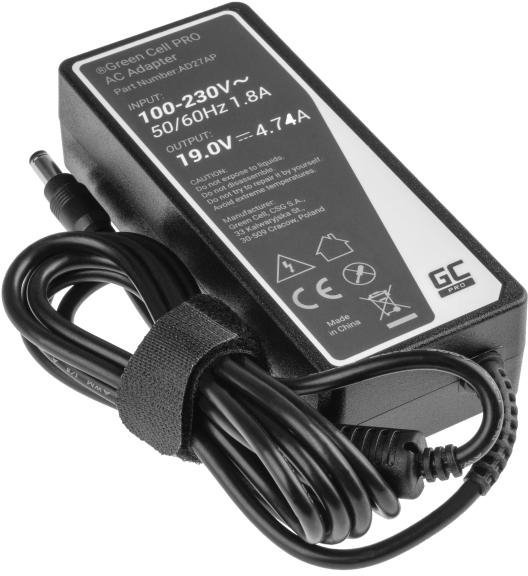 ZASILACZ ŁADOWARKA DO LAPTOPA ASUS TOSHIBA Green Cell PRO AD27AP 19V 4,74A 90W 5,5mm/2,5mm