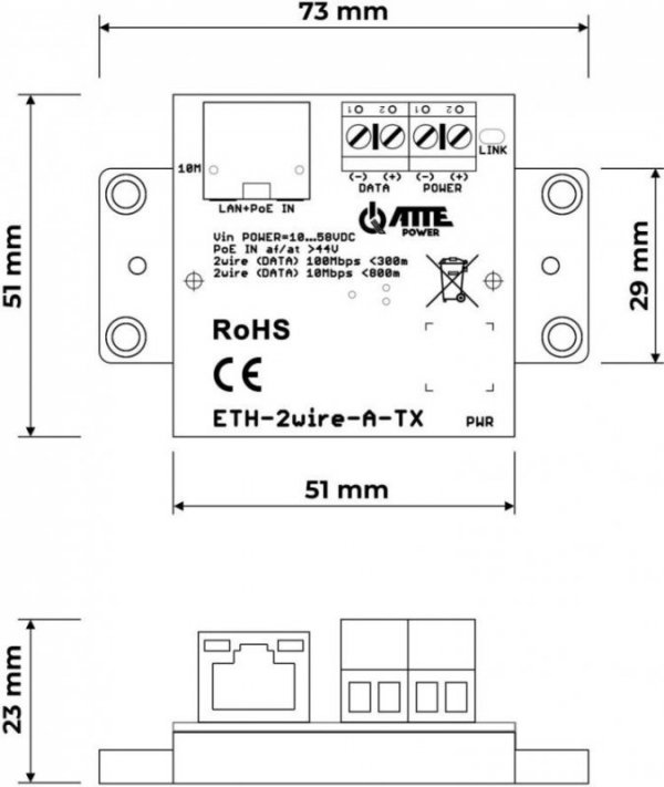 Zestaw aktywnych konwerterów ATTE ETH-2wire-A-SET2