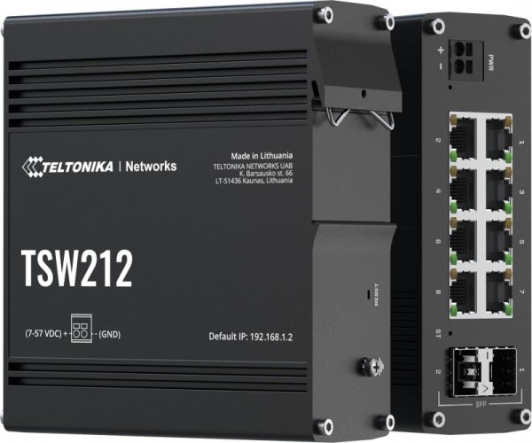 Teltonika TSW212 switch przemysłowy zarządzalny 8xGE 2xSFP (TSW212000000) DIN