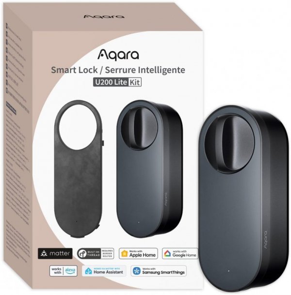 Aqara Smart Lock U200 Lite Czarny Inteligentny zamek do drzwi EL-D03D