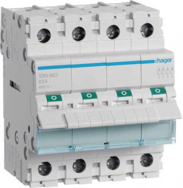 Modułowy rozłącznik izolacyjny 4P 63A 400VAC Hager SBN463